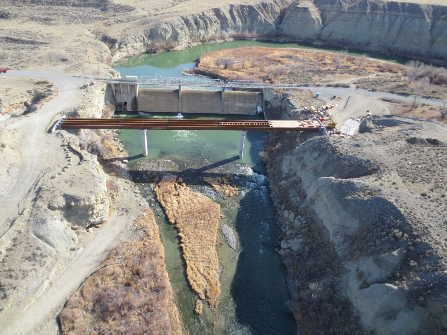 Drone photo of Willwood Dam Bridge